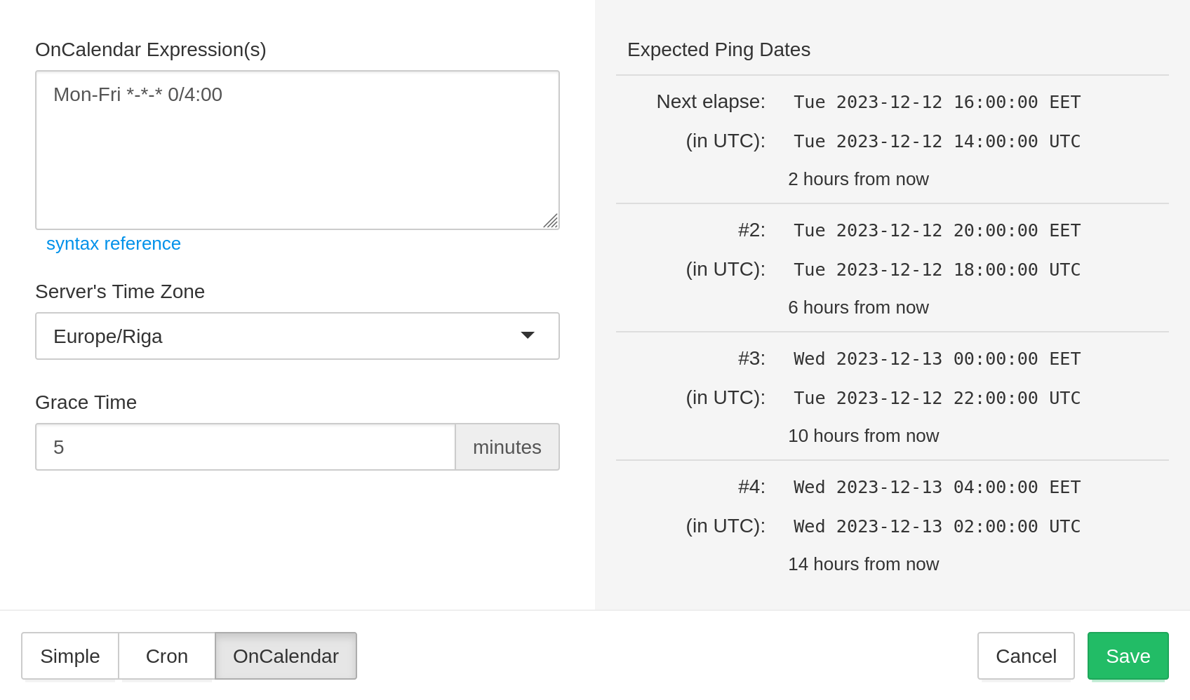 Editing OnCalendar schedule